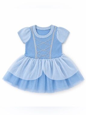 Disney Princess Cinderella Knit Dress 18M Blue Tulle Skirt Costume